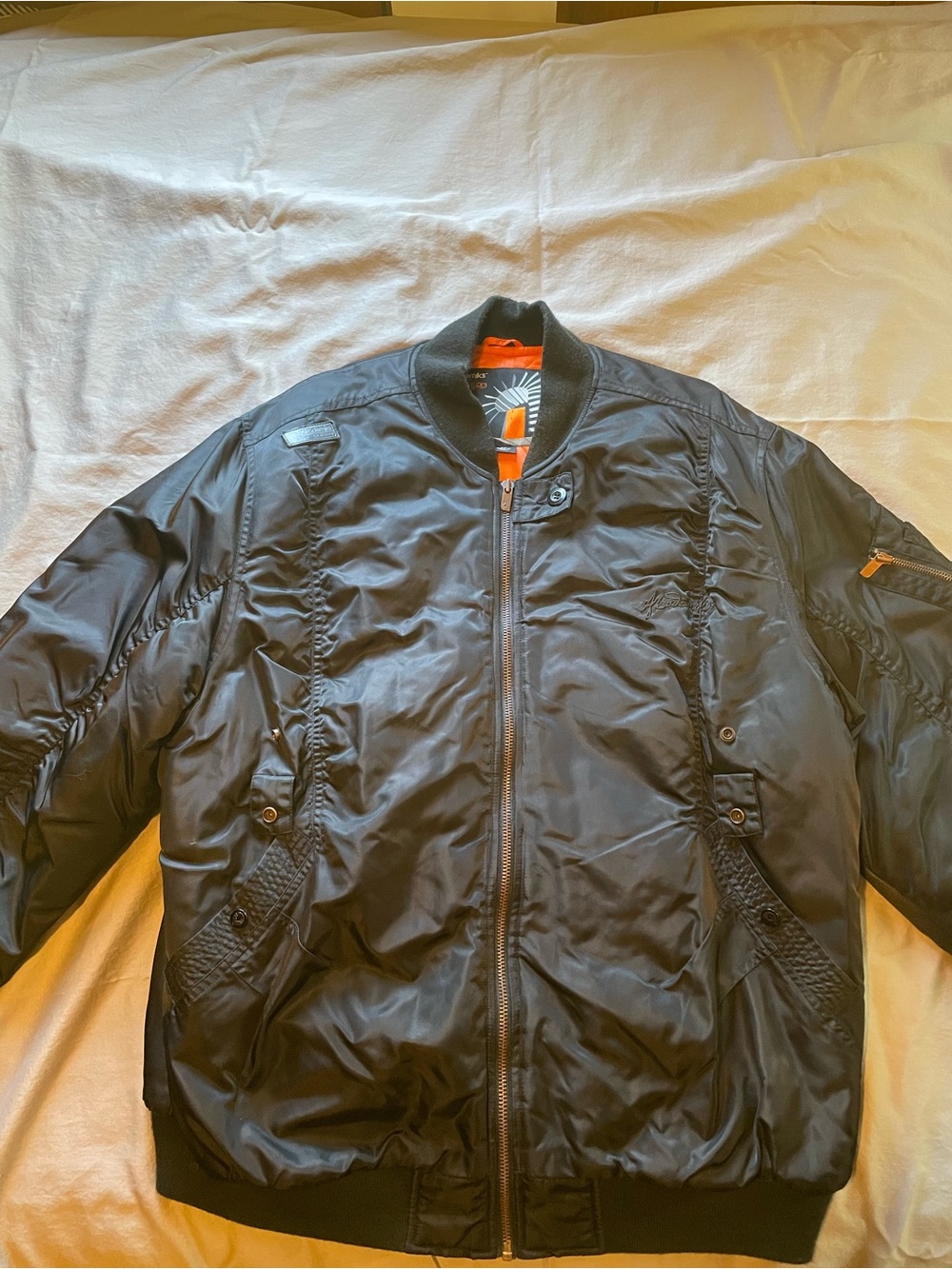 Akademiks Black Bomber Jacket with Orange Lining